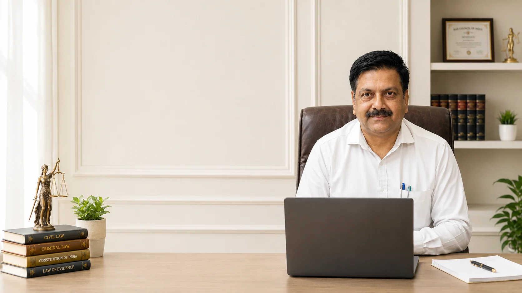 Advocate Bharat Bhushan Singla at the firm office in Bathinda